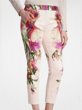 Women’s Ted Baker London Floral Print Pink  Trousers Pants size 3